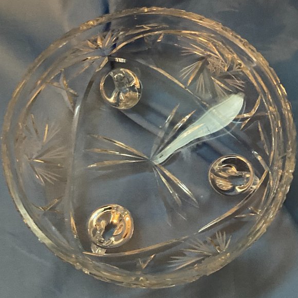 Vintage Glass Bowl Footed Handcut Pinwheel - Picture 5 of 7